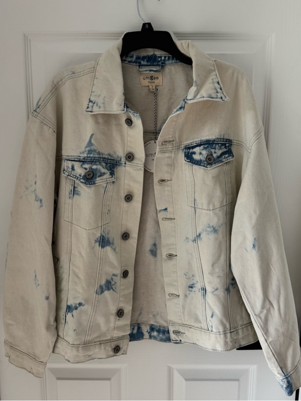 Umgee NWT Denim Jean Jacket Acid Wash White Blue